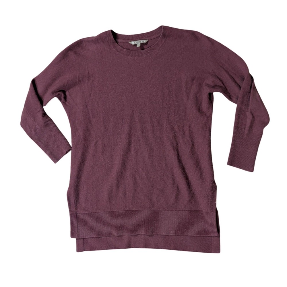 Athleta Sweater Womens XS Purple Wool Cashmere Blend Tunic Crew Neck Pullover
